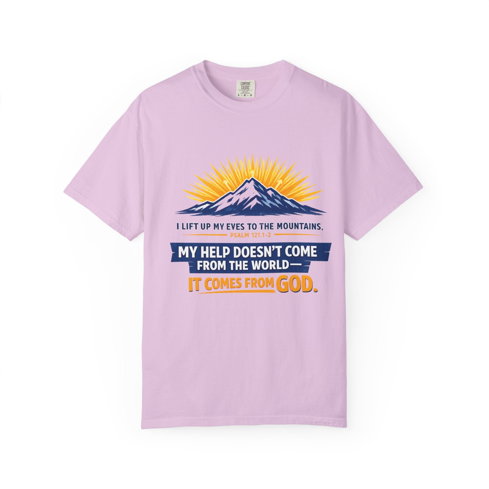 Christian Mountain T-Shirt – "My Help Comes From God" Inspirational Scripture Faith Tee