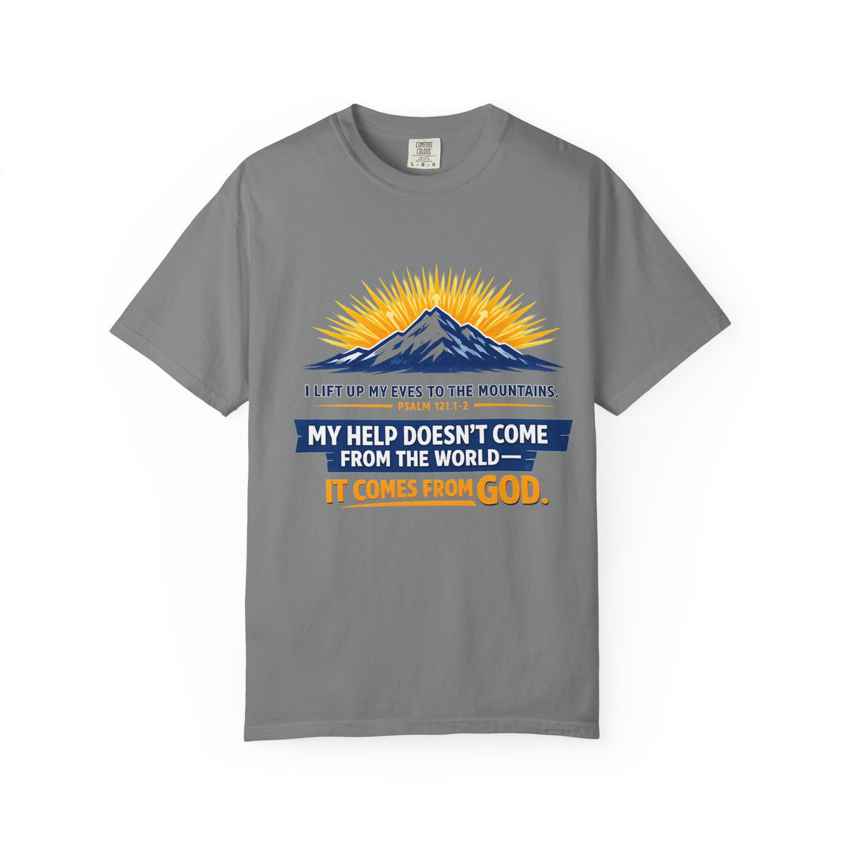 Christian Mountain T-Shirt – "My Help Comes From God" Inspirational Scripture Faith Tee