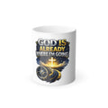 Christian Color-Changing Coffee Mug – "God Is Already Where I'm Going" Inspirational 11oz Heat-Sensitive Cup