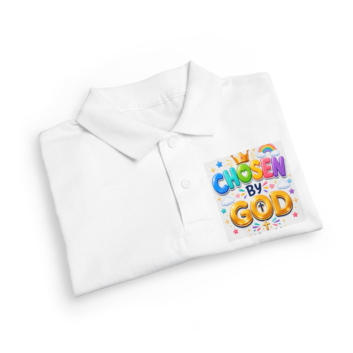 Christian Kids Polo Shirt – "Chosen by God" 1 Peter 2:9 Youth Scripture Tee
