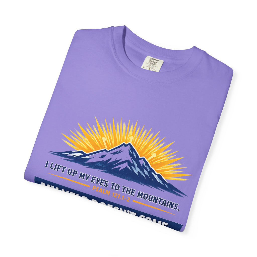 Christian Mountain T-Shirt – "My Help Comes From God" Inspirational Scripture Faith Tee