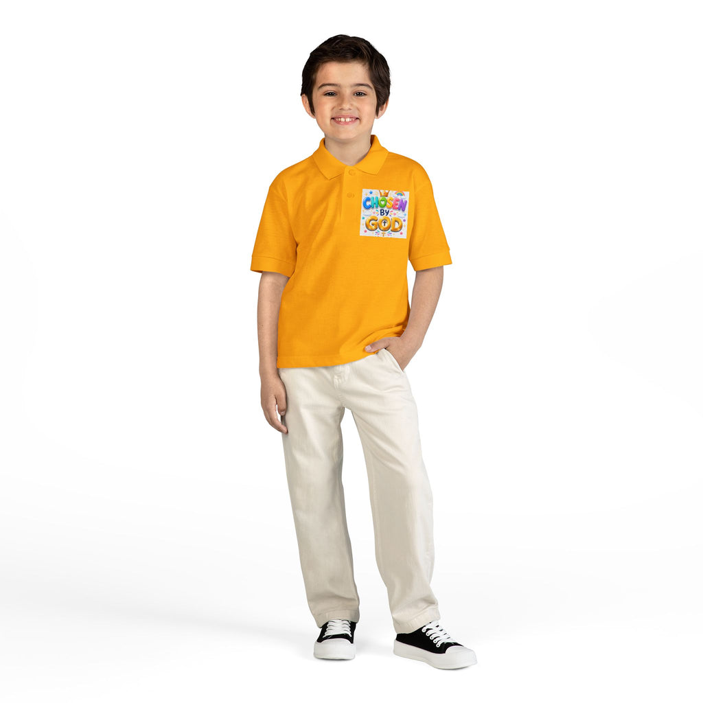 Christian Kids Polo Shirt – "Chosen by God" 1 Peter 2:9 Youth Scripture Tee