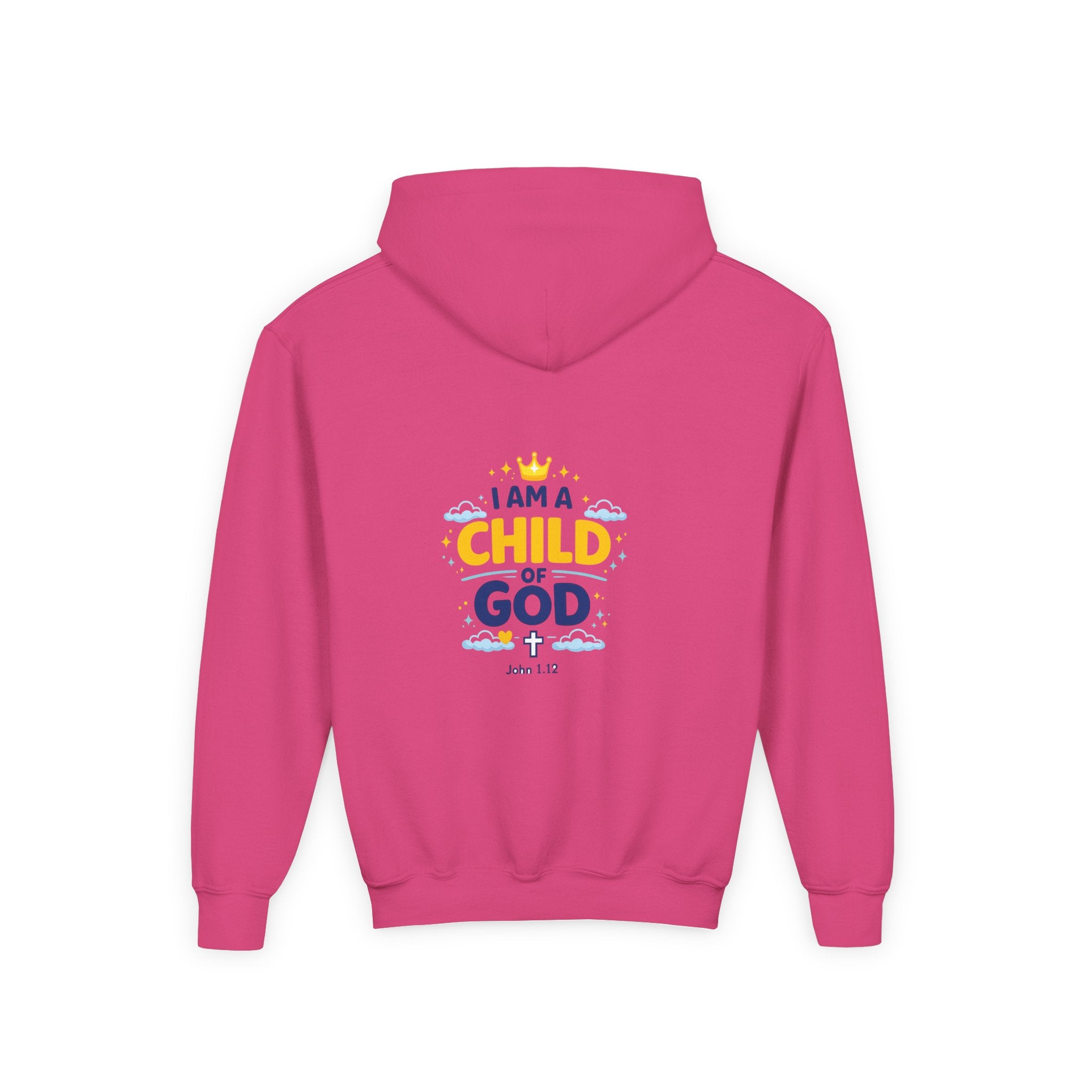 Youth Hoodie — "I Am a Child of God" Christian Kids Pullover (John 1:12)