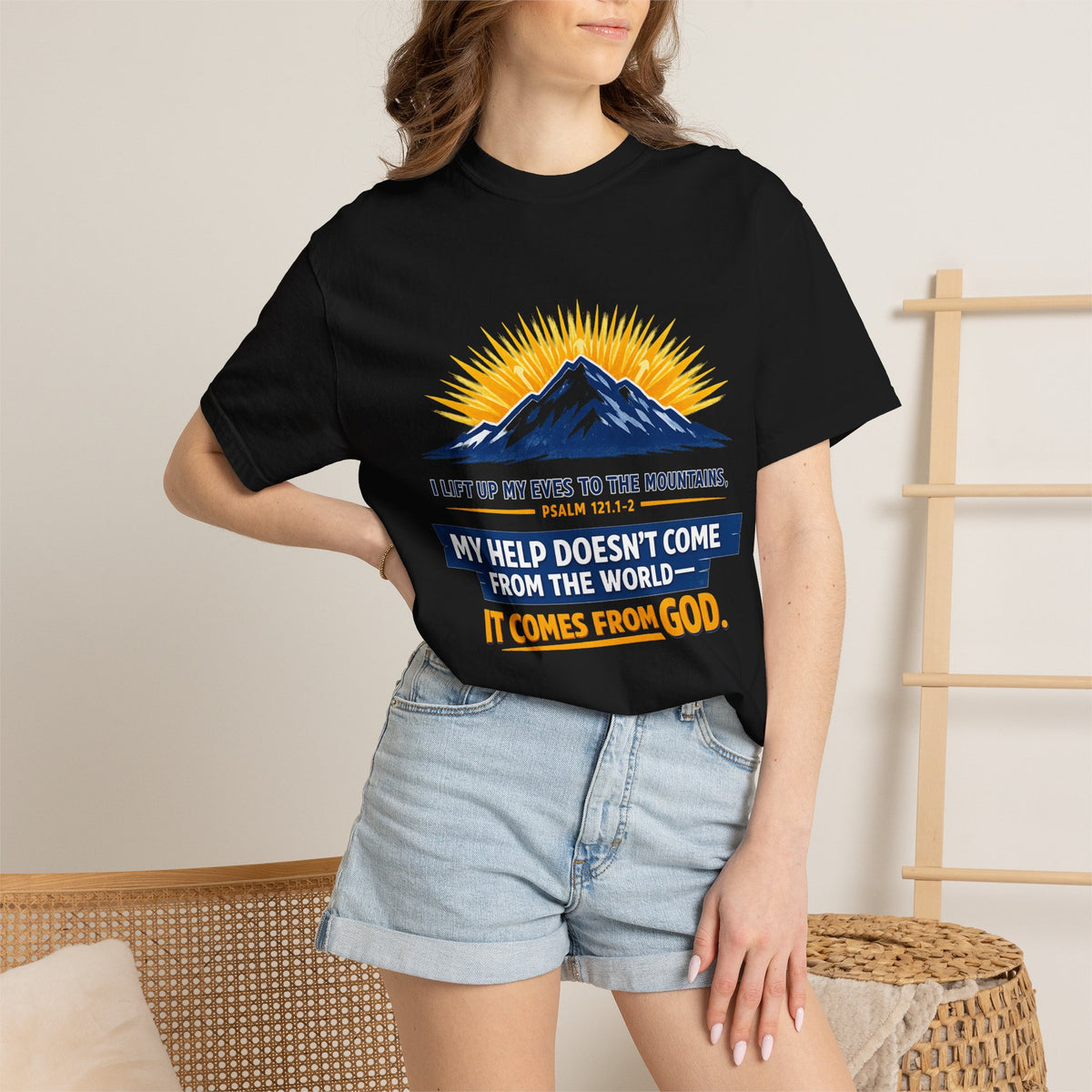 Christian Mountain T-Shirt – "My Help Comes From God" Inspirational Scripture Faith Tee