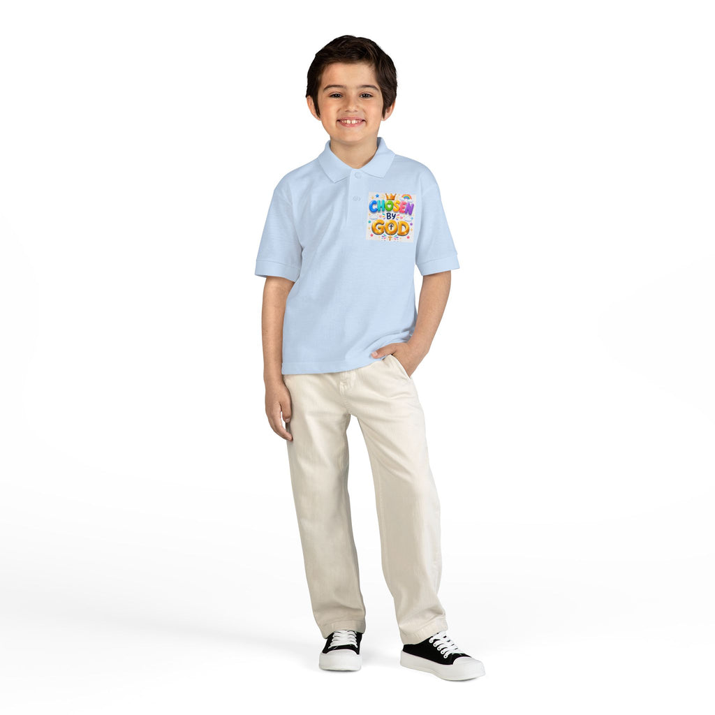 Christian Kids Polo Shirt – "Chosen by God" 1 Peter 2:9 Youth Scripture Tee