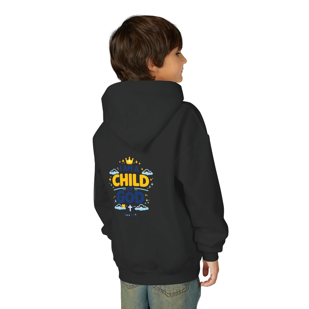 Youth Hoodie — "I Am a Child of God" Christian Kids Pullover (John 1:12)