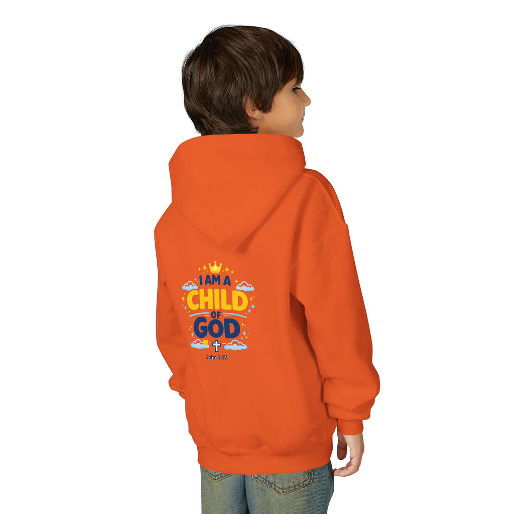 Youth Hoodie — "I Am a Child of God" Christian Kids Pullover (John 1:12)