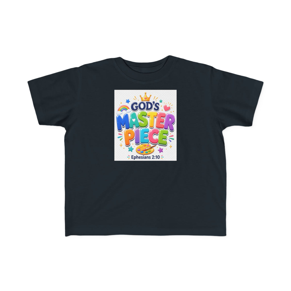 Christian Toddler T-Shirt – "God's Masterpiece" Ephesians 2:10 Colorful Kids Scripture Tee