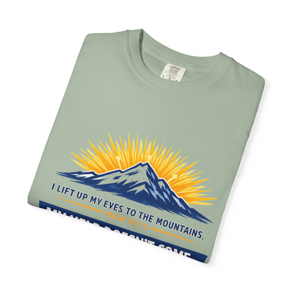 Christian Mountain T-Shirt – "My Help Comes From God" Inspirational Scripture Faith Tee
