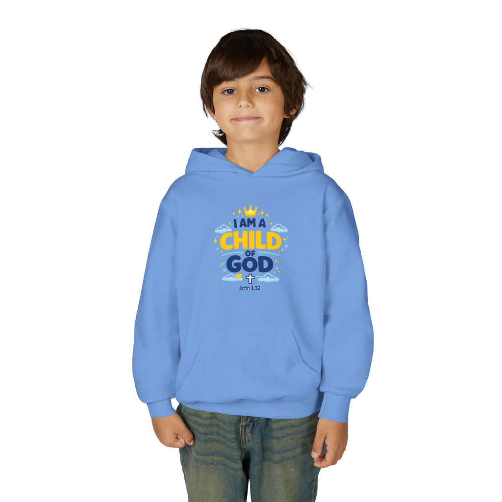 Youth Hoodie — "I Am a Child of God" Christian Kids Pullover (John 1:12)
