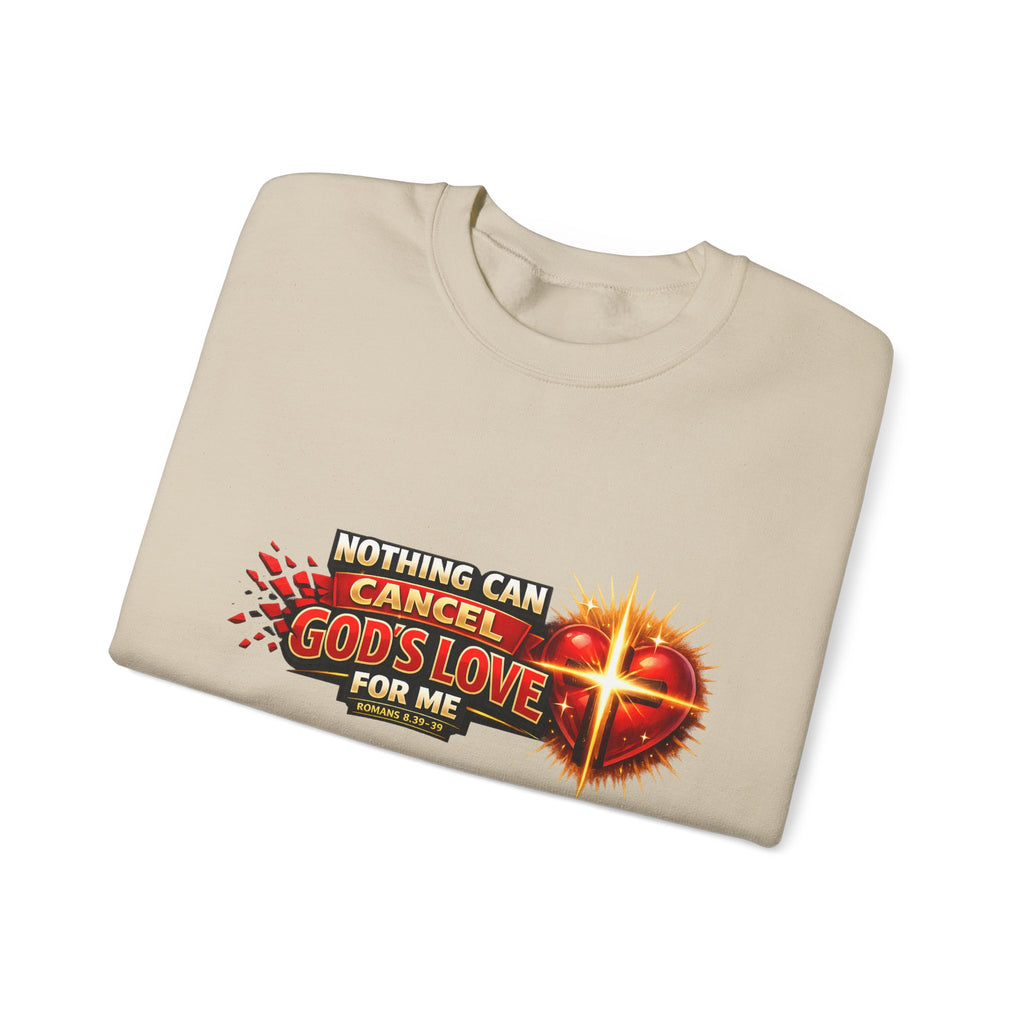 Christian Faith Crewneck Sweatshirt – "Nothing Can Cancel God's Love for Me" Inspirational Ministry Pullover