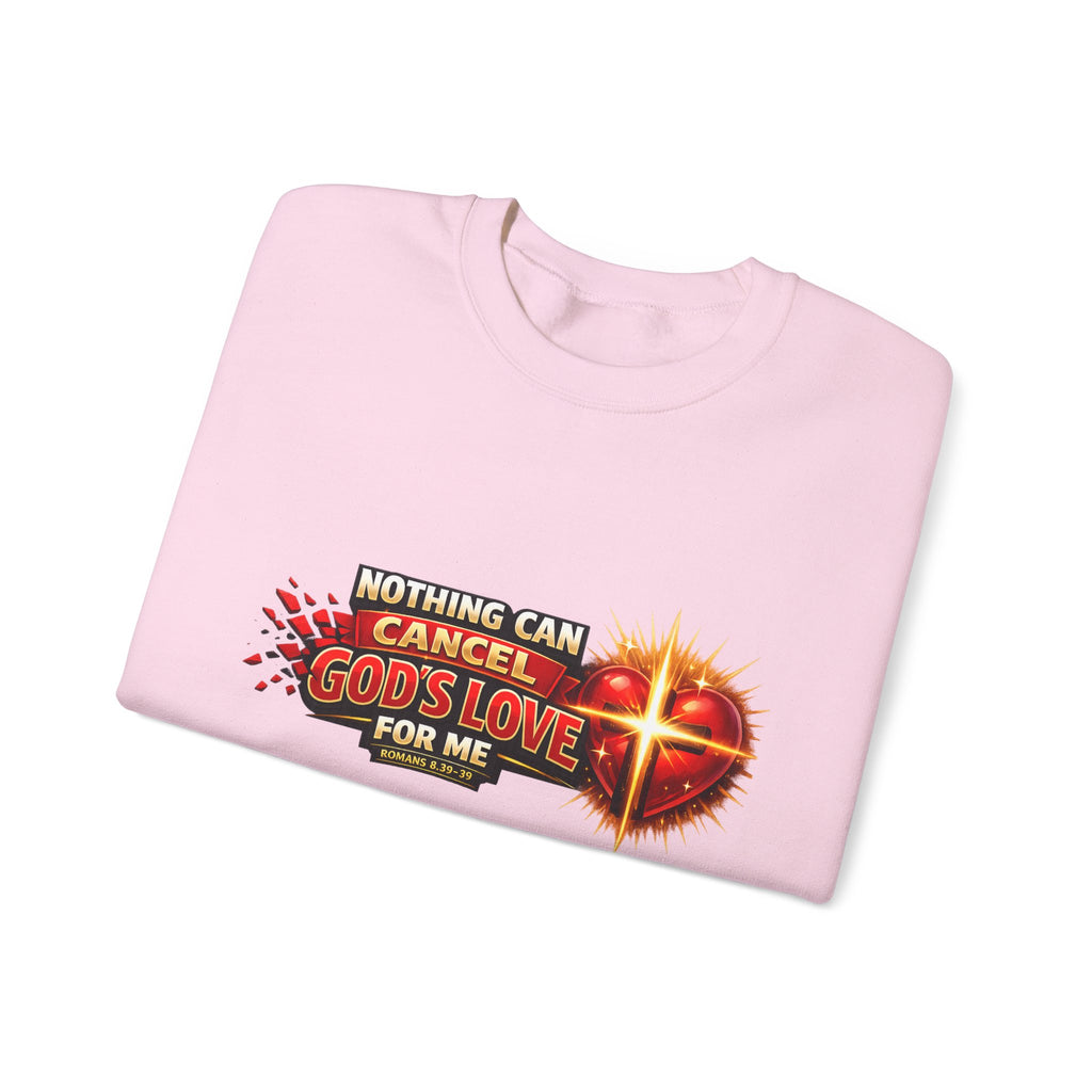 Christian Faith Crewneck Sweatshirt – "Nothing Can Cancel God's Love for Me" Inspirational Ministry Pullover