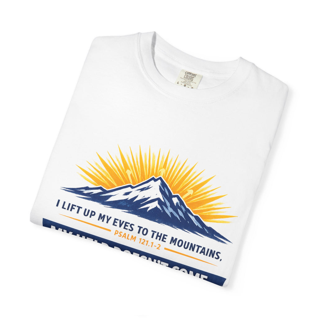 Christian Mountain T-Shirt – "My Help Comes From God" Inspirational Scripture Faith Tee