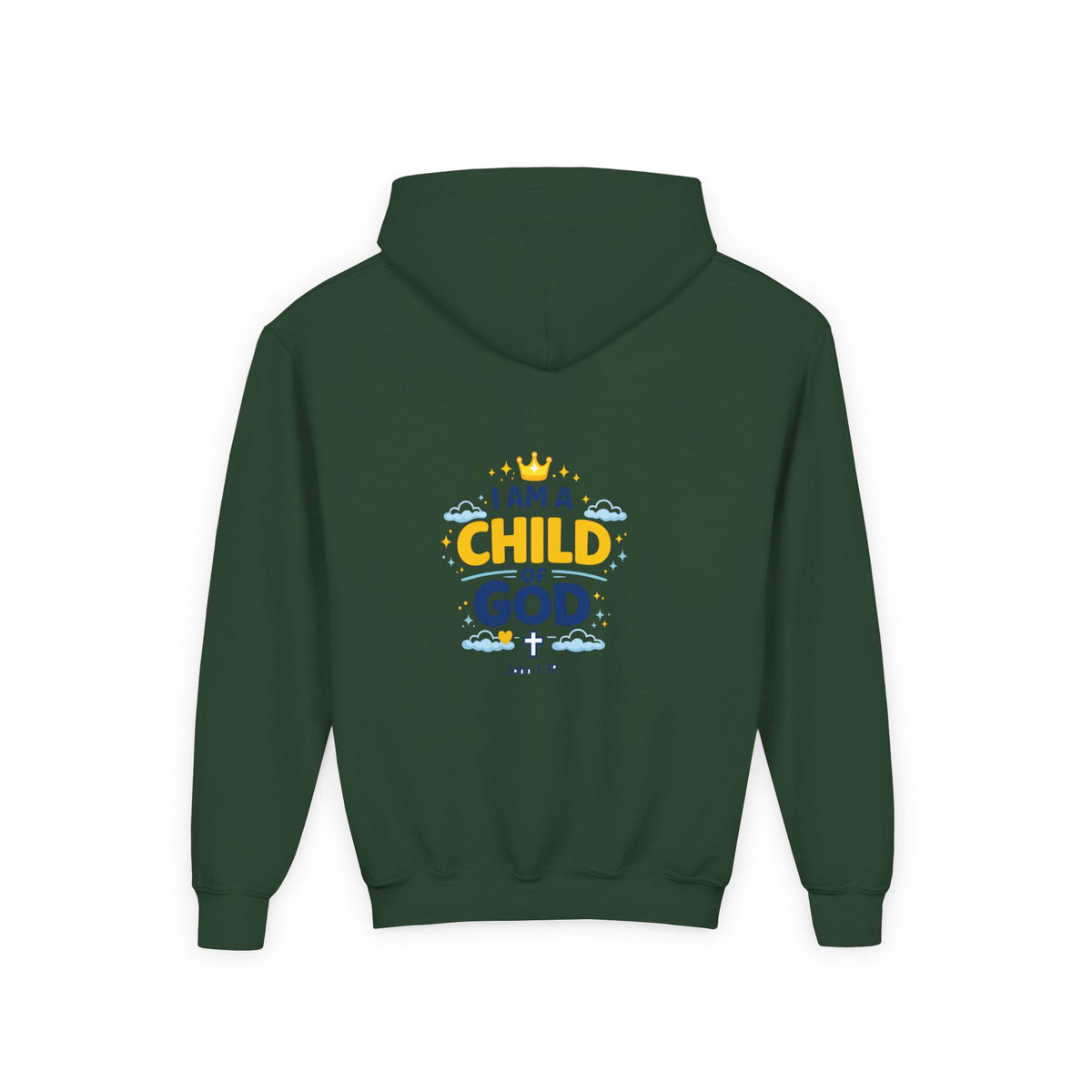 Youth Hoodie — "I Am a Child of God" Christian Kids Pullover (John 1:12)