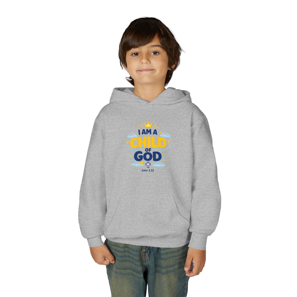 Youth Hoodie — "I Am a Child of God" Christian Kids Pullover (John 1:12)