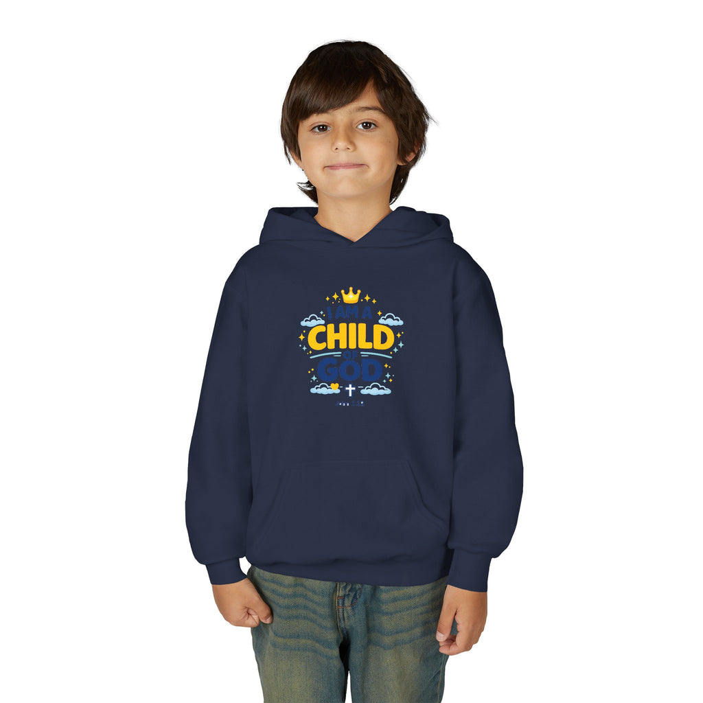 Youth Hoodie — "I Am a Child of God" Christian Kids Pullover (John 1:12)