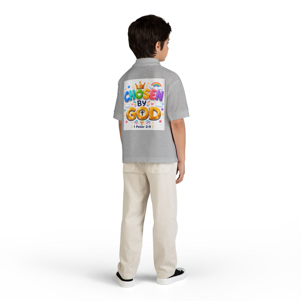 Christian Kids Polo Shirt – "Chosen by God" 1 Peter 2:9 Youth Scripture Tee
