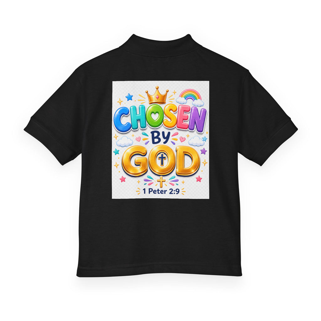 Christian Kids Polo Shirt – "Chosen by God" 1 Peter 2:9 Youth Scripture Tee