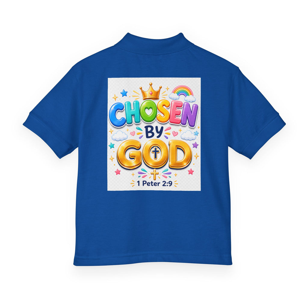 Christian Kids Polo Shirt – "Chosen by God" 1 Peter 2:9 Youth Scripture Tee