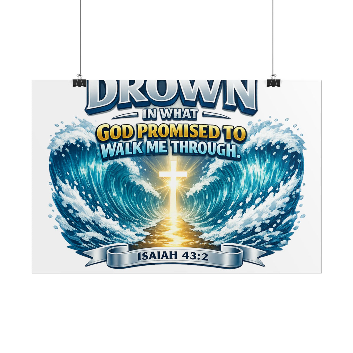 Isaiah 43:2 Rolled Poster — "I Will Not Drown" Christian Faith Wall Art