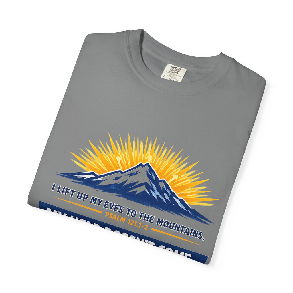 Christian Mountain T-Shirt – "My Help Comes From God" Inspirational Scripture Faith Tee