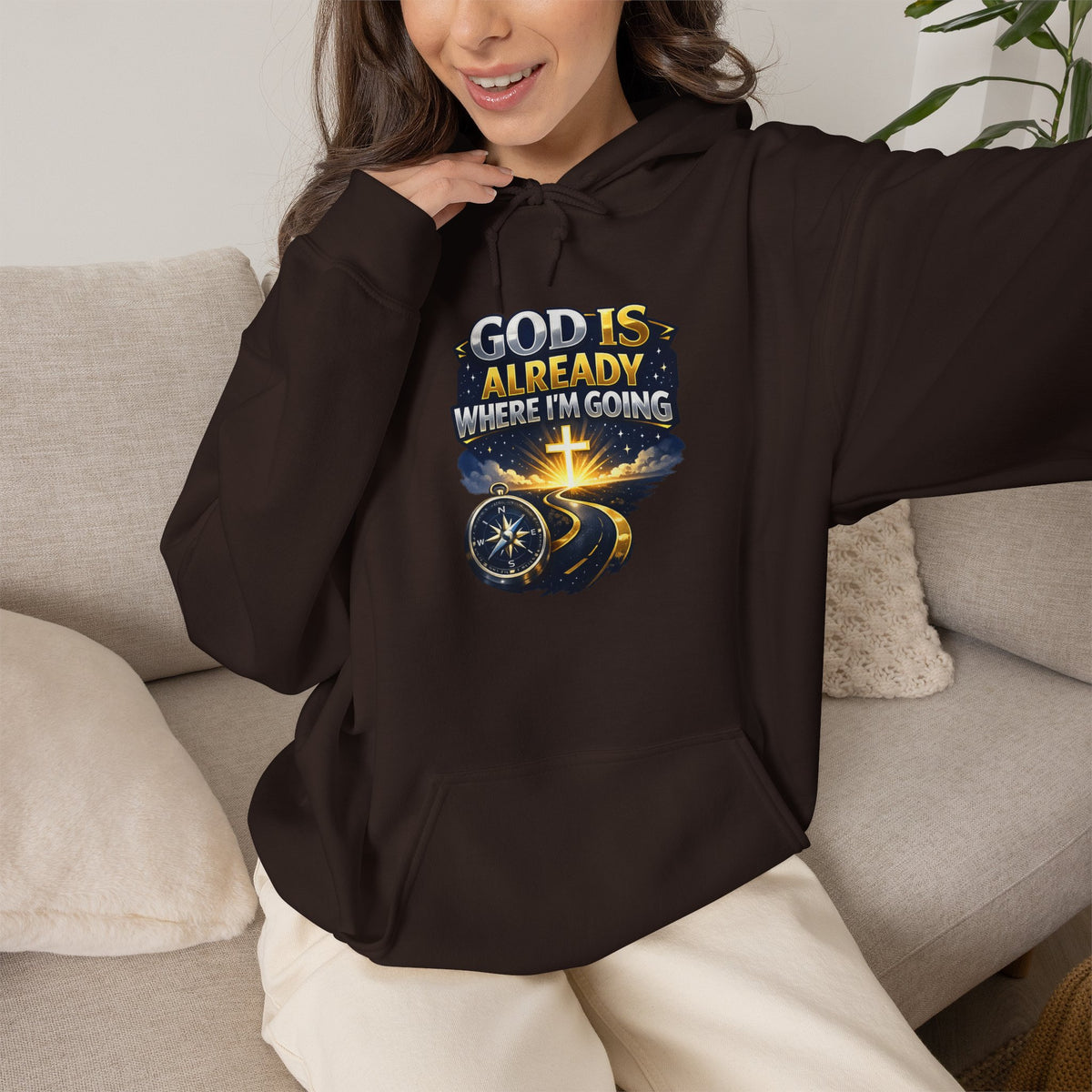 Faith Hoodie — "God Is Already Where I’m Going" Christian Pullover