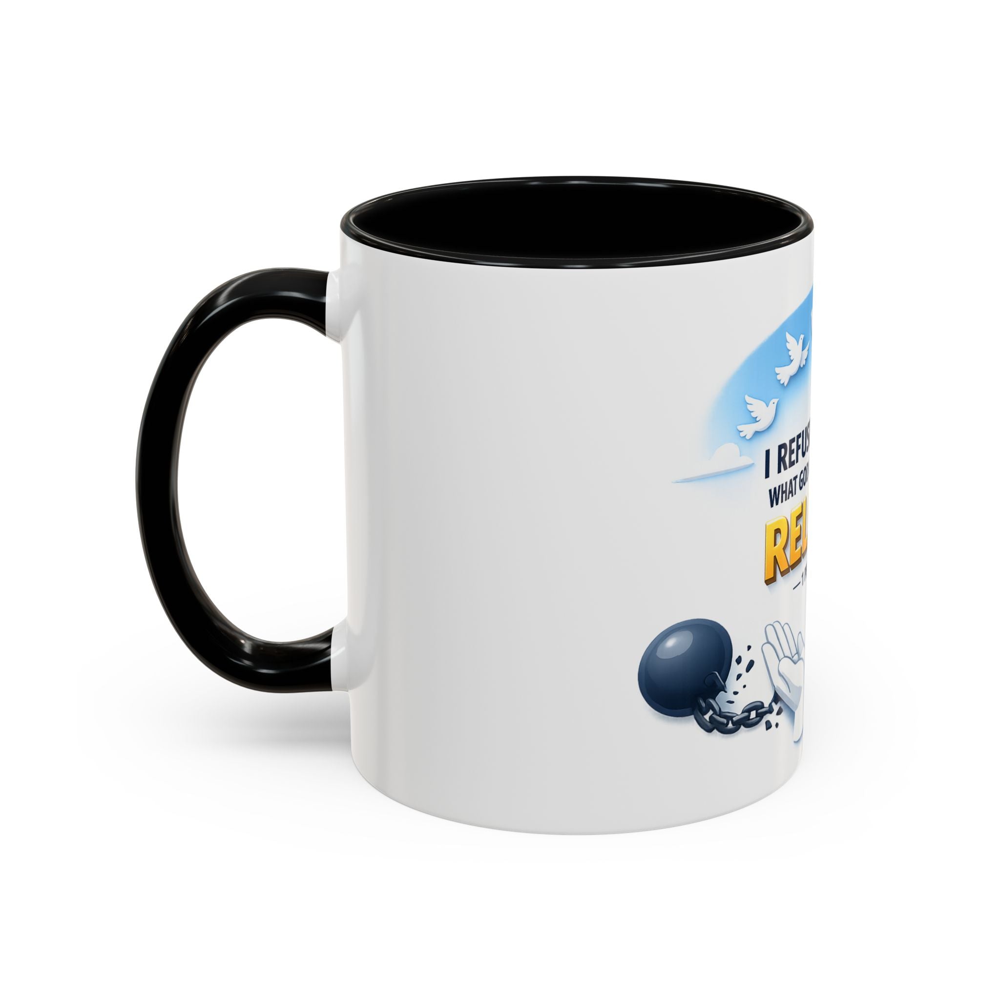 Christian Bible Verse Accent Mug – "Cast Your Burdens" 1 Peter 5:7 Inspirational Coffee Cup (11oz & 15oz)