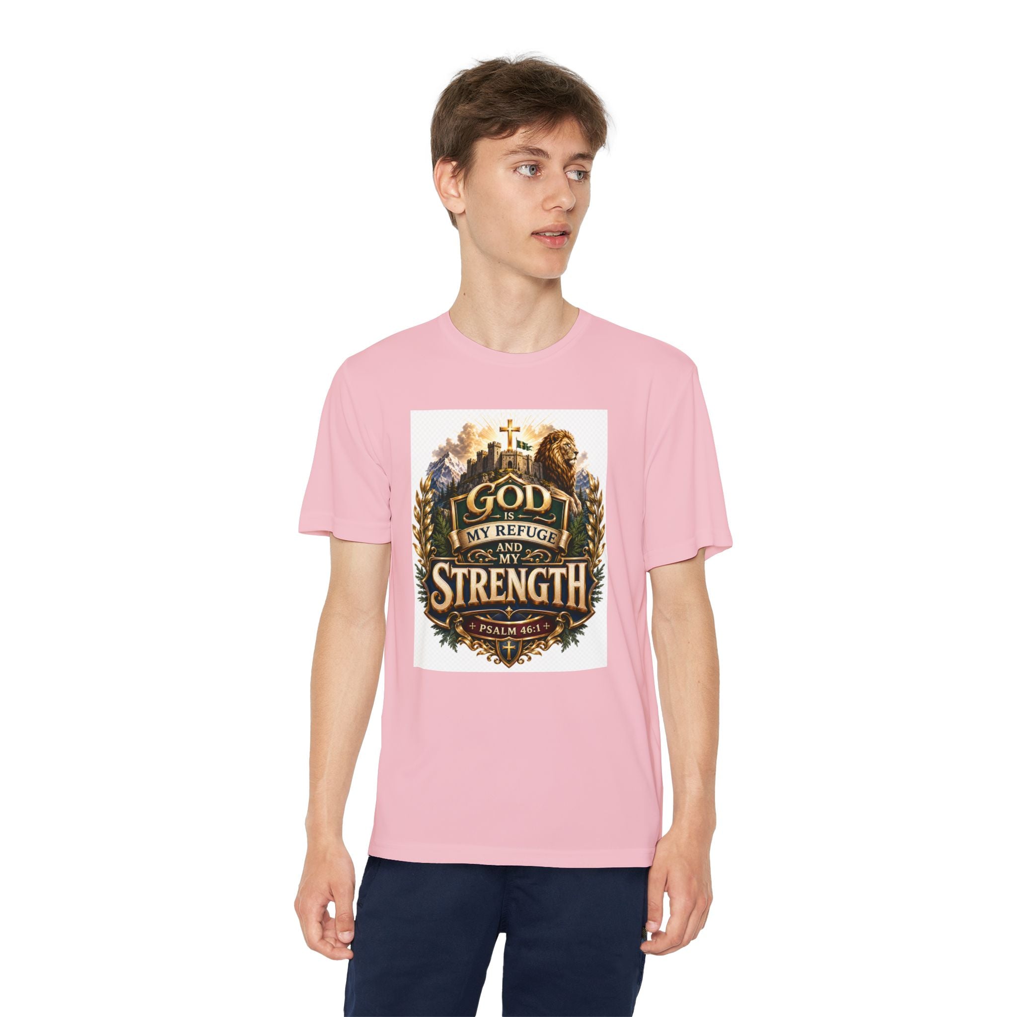 Faith Youth T‑Shirt — "God My Refuge and Strength" Christian Tee (Psalm 46:1)