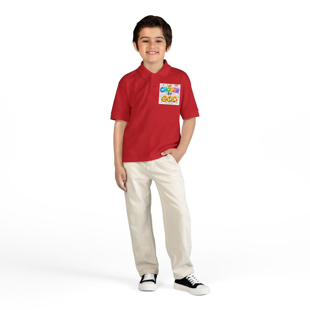 Christian Kids Polo Shirt – "Chosen by God" 1 Peter 2:9 Youth Scripture Tee