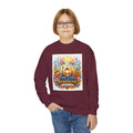 Christian Kids Crewneck Sweatshirt – "The Joy of the Lord Is My Strength" Colorful Floral Faith Pullover