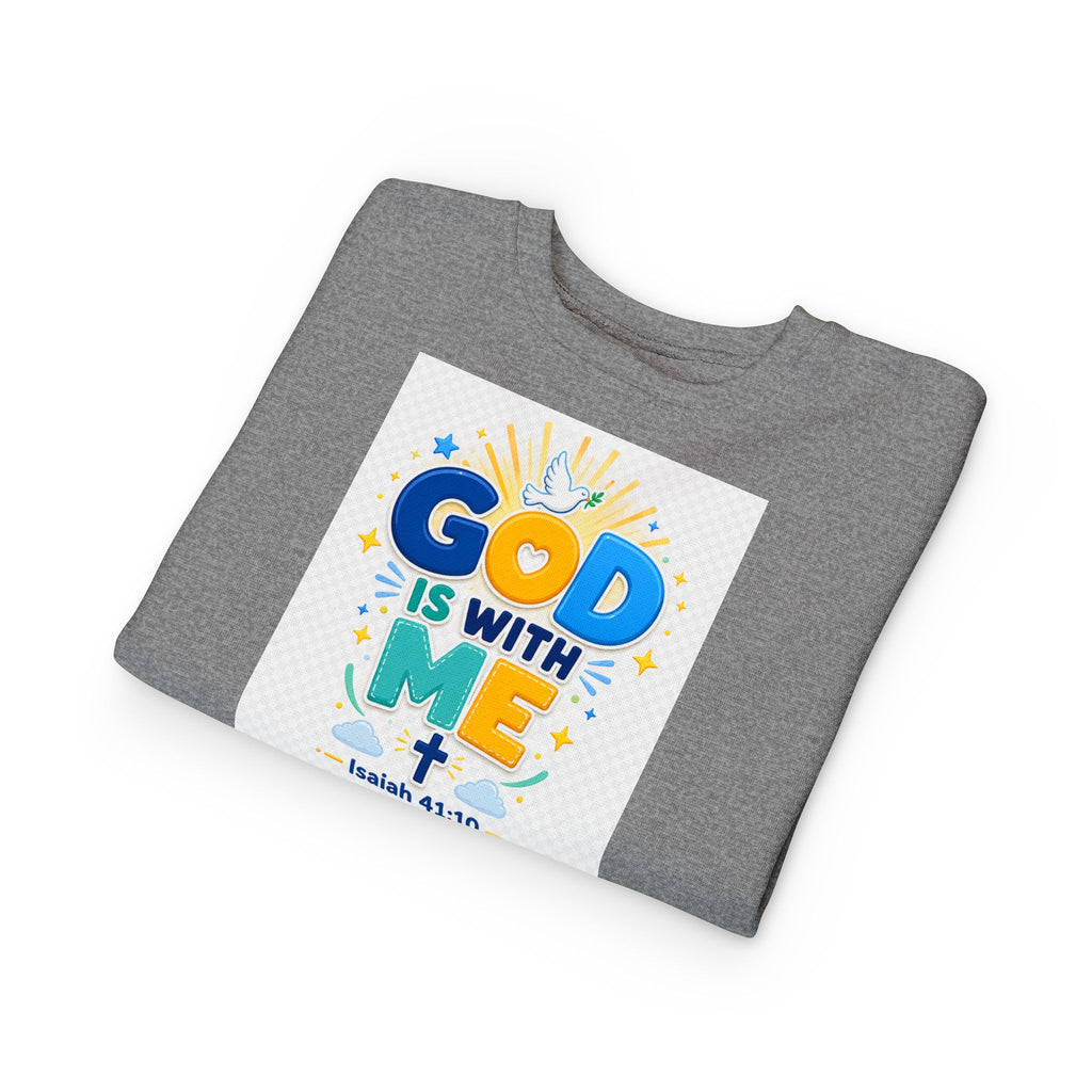 Toddler Sweatshirt - "God Is With Me" Isaiah 41:10 Cute Christian Kids Pullover