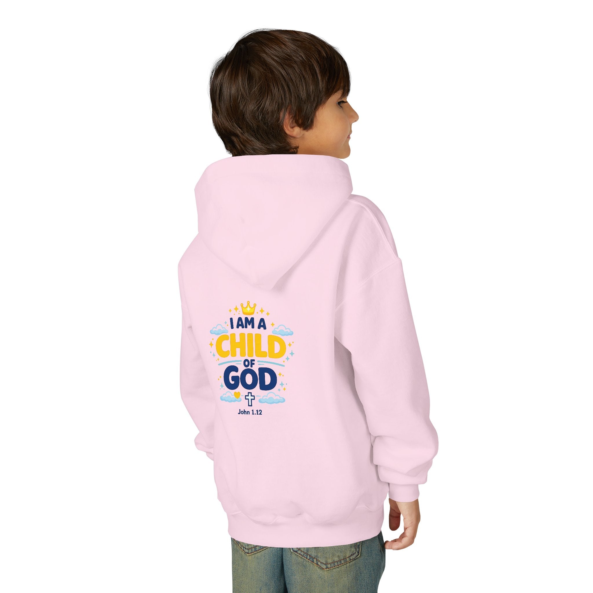 Youth Hoodie — "I Am a Child of God" Christian Kids Pullover (John 1:12)