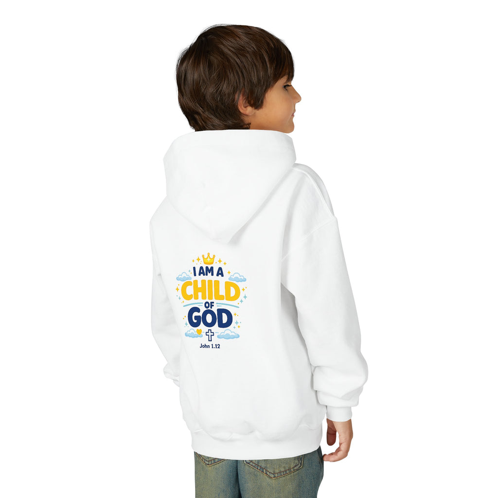 Youth Hoodie — "I Am a Child of God" Christian Kids Pullover (John 1:12)