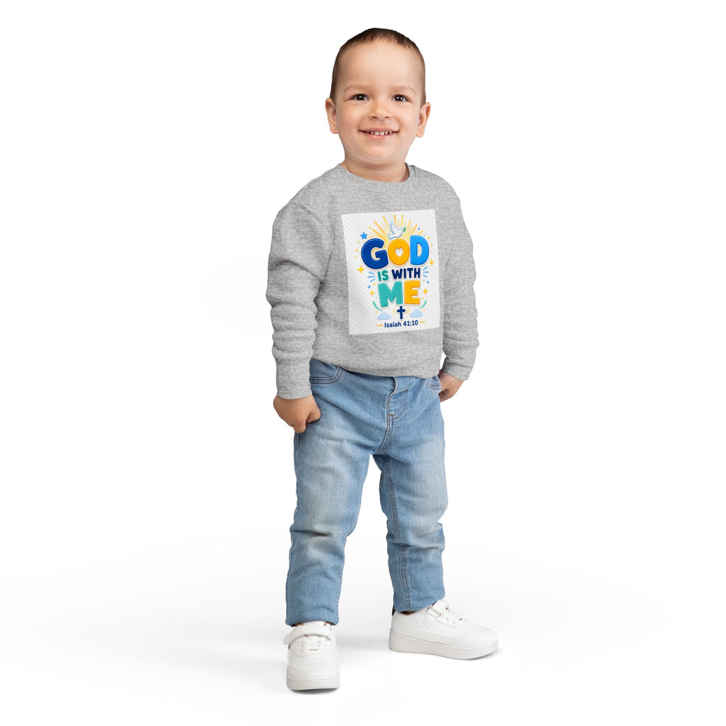 Toddler Sweatshirt - "God Is With Me" Isaiah 41:10 Cute Christian Kids Pullover