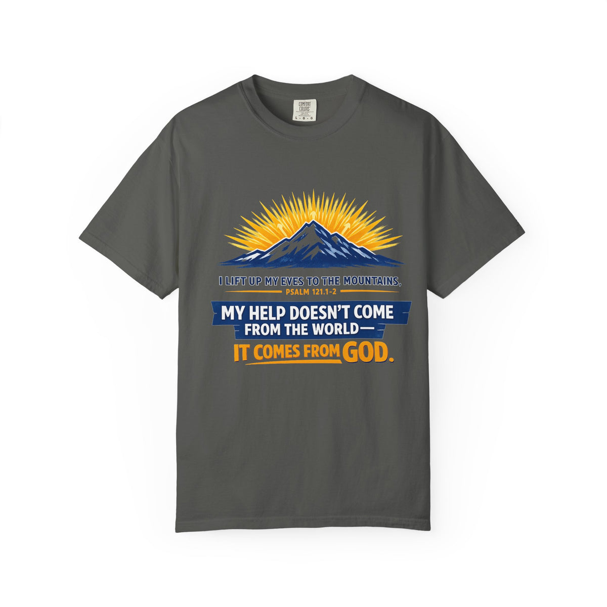 Christian Mountain T-Shirt – "My Help Comes From God" Inspirational Scripture Faith Tee