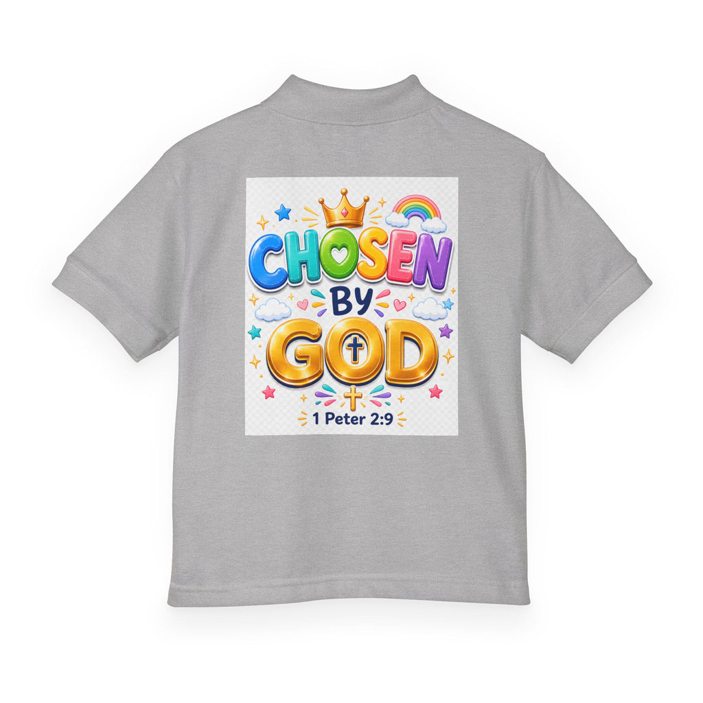 Christian Kids Polo Shirt – "Chosen by God" 1 Peter 2:9 Youth Scripture Tee