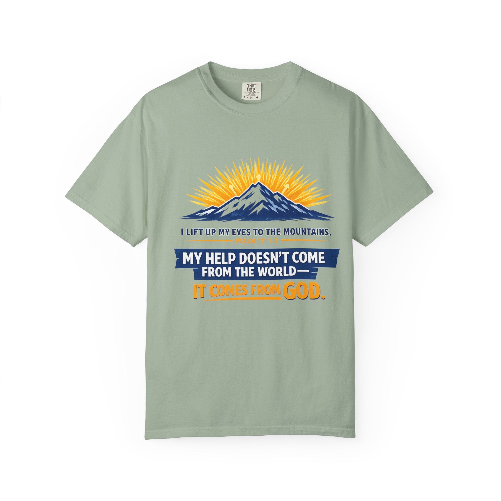 Christian Mountain T-Shirt – "My Help Comes From God" Inspirational Scripture Faith Tee