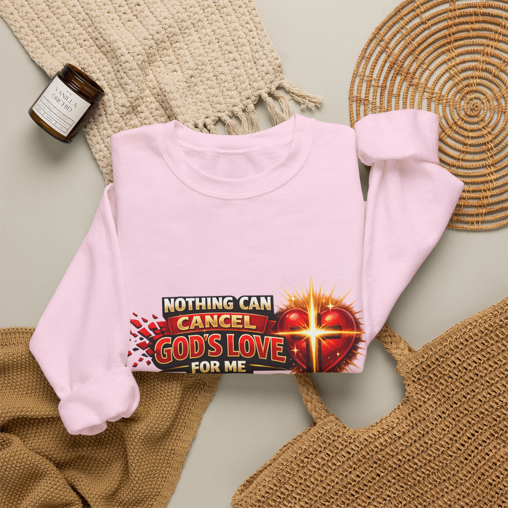 Christian Faith Crewneck Sweatshirt – "Nothing Can Cancel God's Love for Me" Inspirational Ministry Pullover