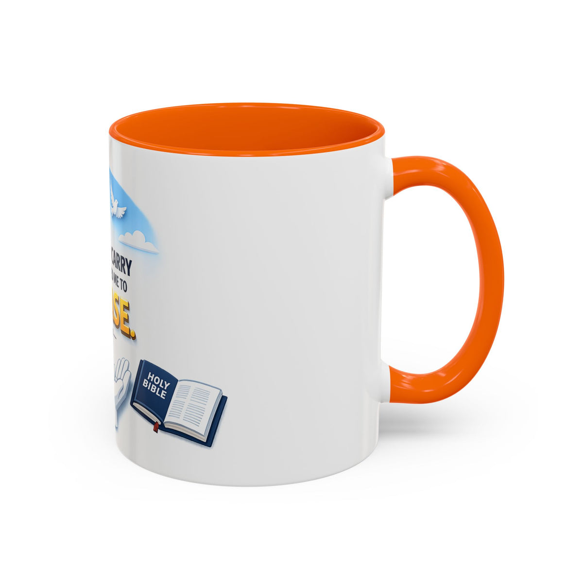 Christian Bible Verse Accent Mug – "Cast Your Burdens" 1 Peter 5:7 Inspirational Coffee Cup (11oz & 15oz)
