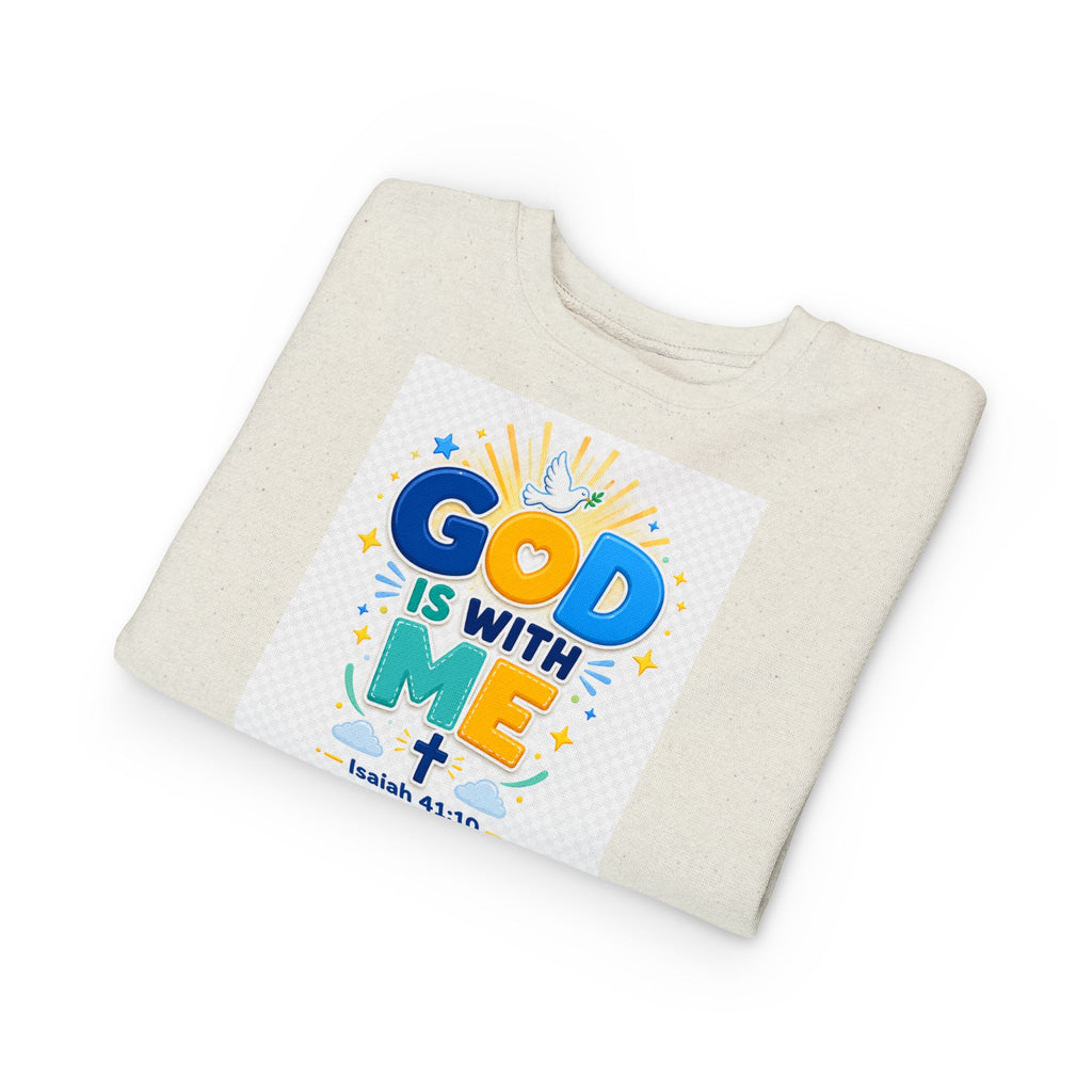 Toddler Sweatshirt - "God Is With Me" Isaiah 41:10 Cute Christian Kids Pullover