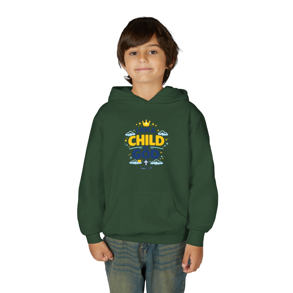 Youth Hoodie — "I Am a Child of God" Christian Kids Pullover (John 1:12)