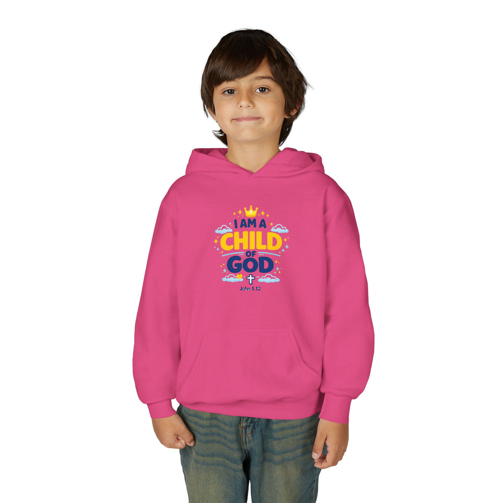 Youth Hoodie — "I Am a Child of God" Christian Kids Pullover (John 1:12)