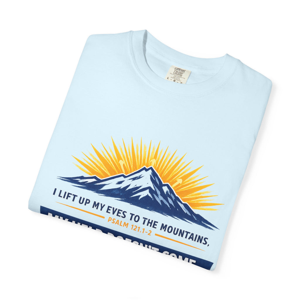 Christian Mountain T-Shirt – "My Help Comes From God" Inspirational Scripture Faith Tee