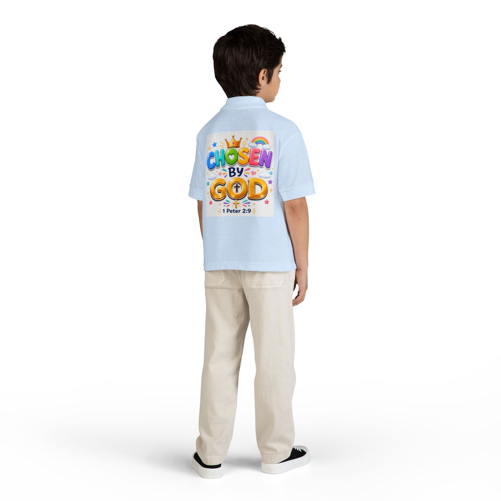 Christian Kids Polo Shirt – "Chosen by God" 1 Peter 2:9 Youth Scripture Tee