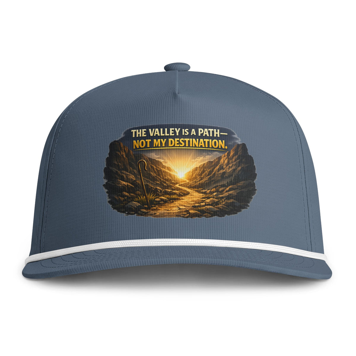 Christian Embroidered Trucker Hat – "The Valley Is a Path, Not My Destination" Faith Snapback Cap