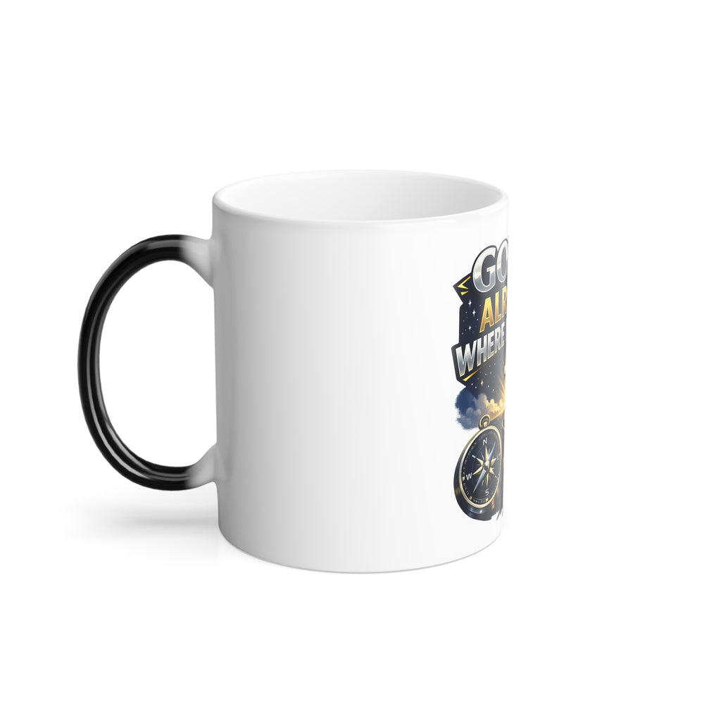 Christian Color-Changing Coffee Mug – "God Is Already Where I'm Going" Inspirational 11oz Heat-Sensitive Cup