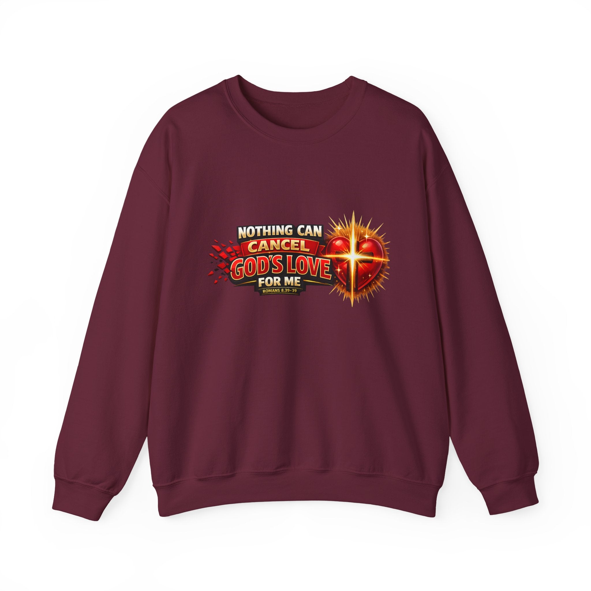 Christian Faith Crewneck Sweatshirt – "Nothing Can Cancel God's Love for Me" Inspirational Ministry Pullover