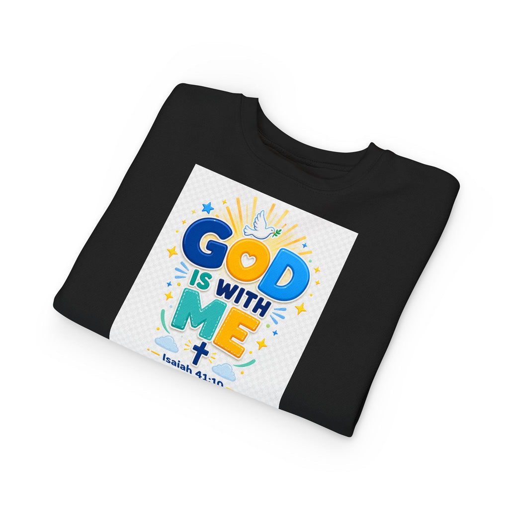 Toddler Sweatshirt - "God Is With Me" Isaiah 41:10 Cute Christian Kids Pullover