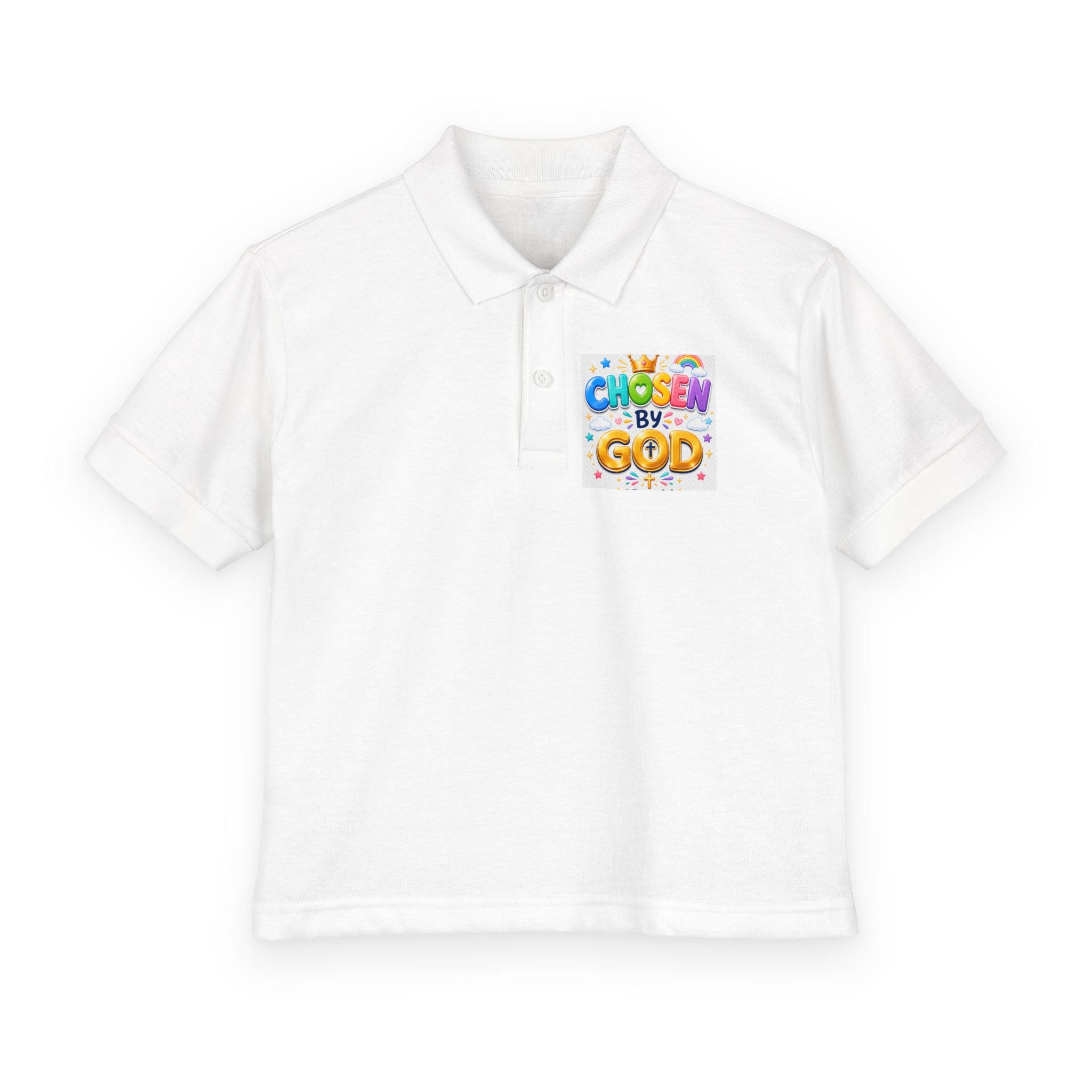 Christian Kids Polo Shirt – "Chosen by God" 1 Peter 2:9 Youth Scripture Tee