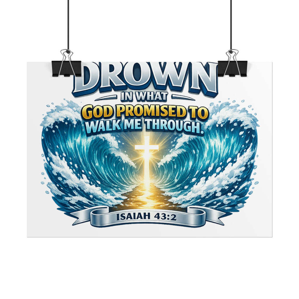 Isaiah 43:2 Rolled Poster — "I Will Not Drown" Christian Faith Wall Art